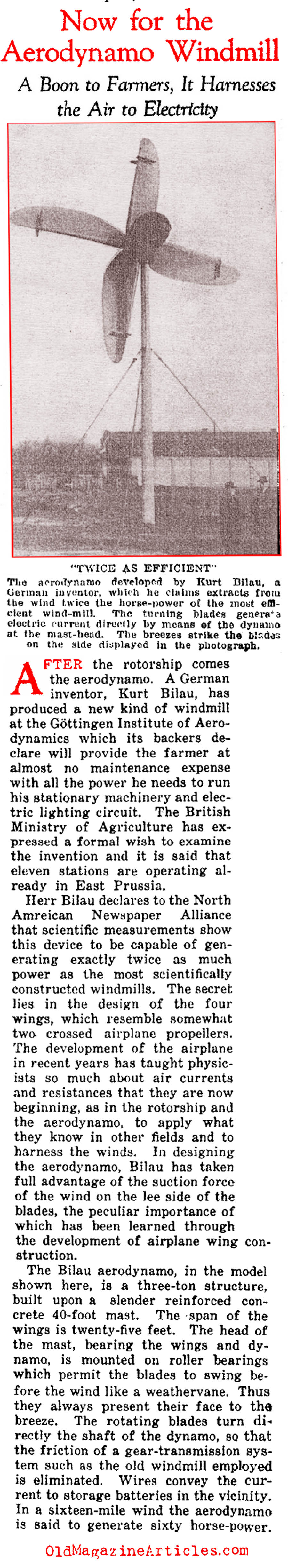 Recognizing the Potential of Wind Power (Current Opinion, 1925)